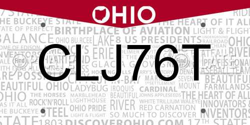 CLJ76T Ohio License Plate