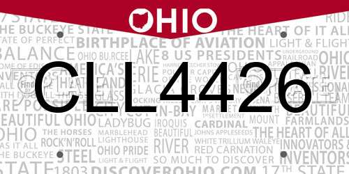 CLL4426 Ohio License Plate