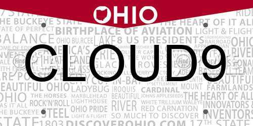 CLOUD9 Ohio License Plate