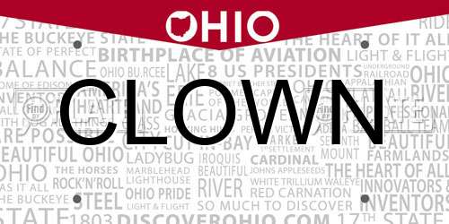 CLOWN Ohio License Plate