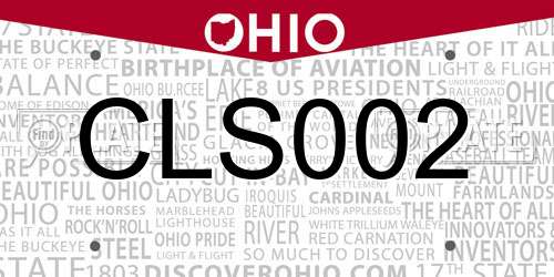CLS002 Ohio License Plate