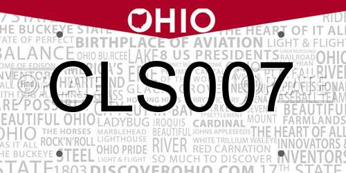 CLS007 Ohio License Plate