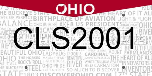 CLS2001 Ohio License Plate