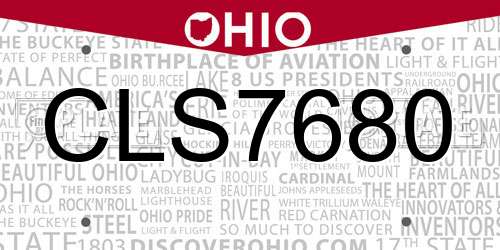 CLS7680 Ohio License Plate