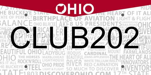 CLUB202 Ohio License Plate