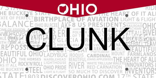 CLUNK Ohio License Plate