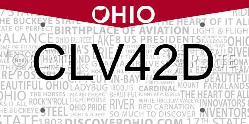CLV42D Ohio License Plate