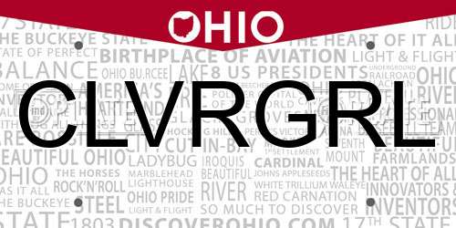 CLVRGRL Ohio License Plate