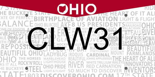 CLW31 Ohio License Plate