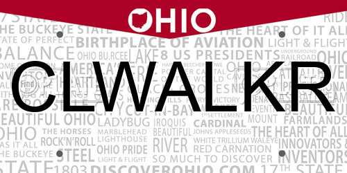 CLWALKR Ohio License Plate