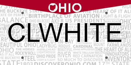 CLWHITE Ohio License Plate