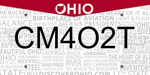 CM4O2T Ohio License Plate
