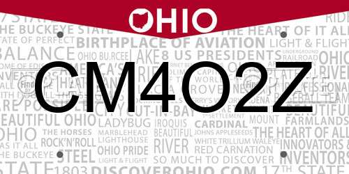 CM4O2Z Ohio License Plate