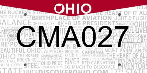 CMA027 Ohio License Plate
