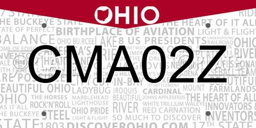 CMA02Z Ohio License Plate