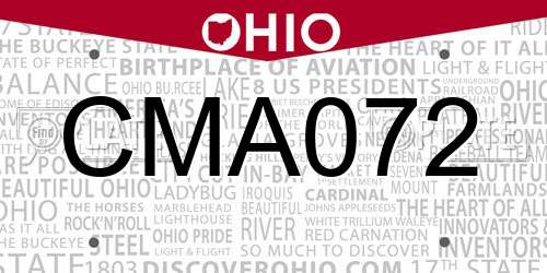 CMA072 Ohio License Plate
