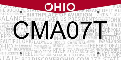 CMA07T Ohio License Plate