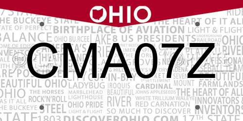 CMA07Z Ohio License Plate