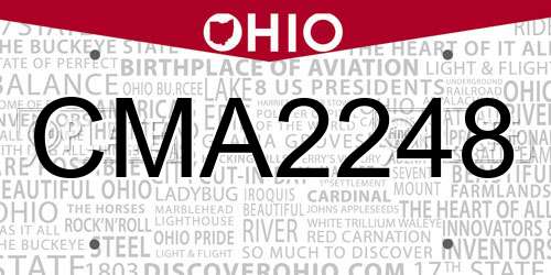 CMA2248 Ohio License Plate