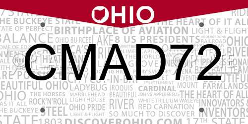 CMAD72 Ohio License Plate