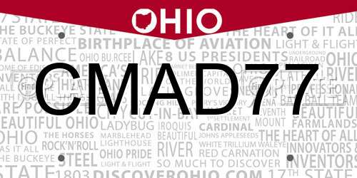 CMAD77 Ohio License Plate