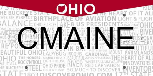 CMAINE Ohio License Plate