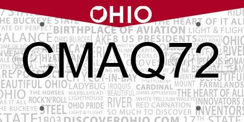 CMAQ72 Ohio License Plate