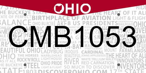 CMB1053 Ohio License Plate