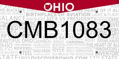 CMB1083 Ohio License Plate