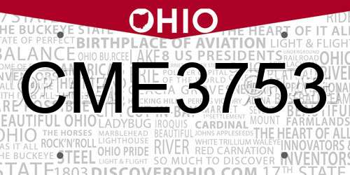 CME3753 Ohio License Plate