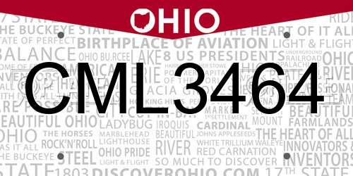 CML3464 Ohio License Plate