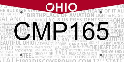 CMP165 Ohio License Plate