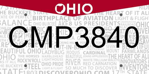 CMP3840 Ohio License Plate