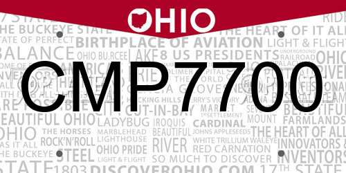 CMP7700 Ohio License Plate