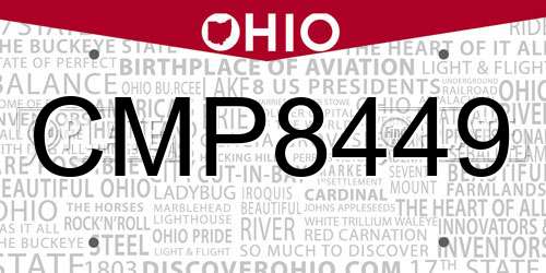 CMP8449 Ohio License Plate