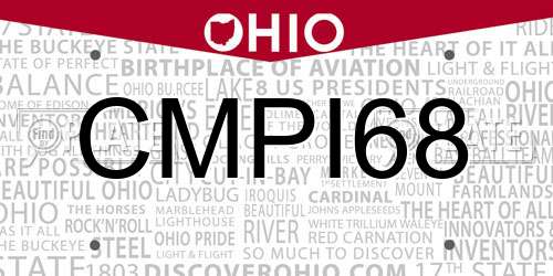 CMPI68 Ohio License Plate