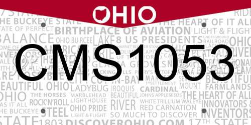 CMS1053 Ohio License Plate