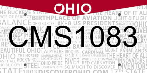 CMS1083 Ohio License Plate