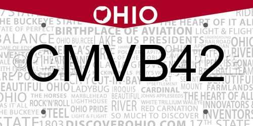 CMVB42 Ohio License Plate