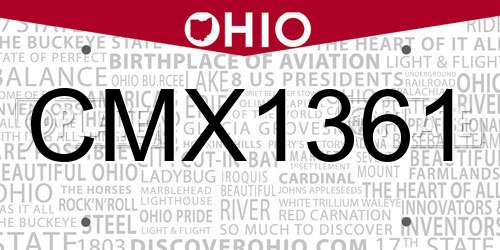 CMX1361 Ohio License Plate
