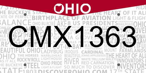 CMX1363 Ohio License Plate