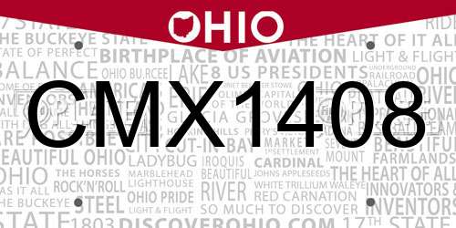 CMX1408 Ohio License Plate