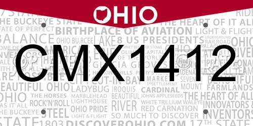 CMX1412 Ohio License Plate