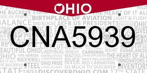 CNA5939 Ohio License Plate