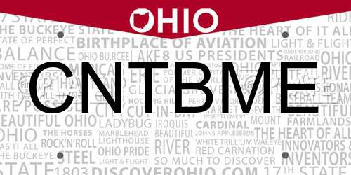 CNTBME Ohio License Plate