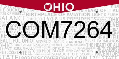 COM7264 Ohio License Plate