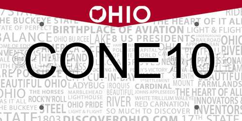 CONE10 Ohio License Plate
