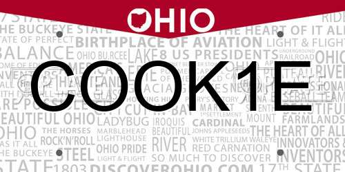 COOK1E Ohio License Plate