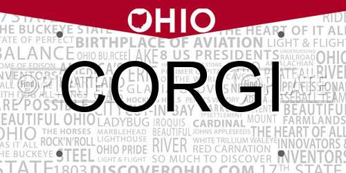 CORGI Ohio License Plate