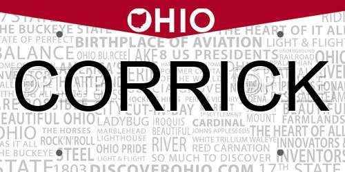CORRICK Ohio License Plate